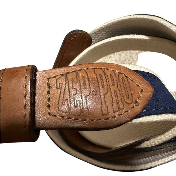 Zep Pro Nautical Themed Men's Belt - Navy and Brown - Picture 4 of 5